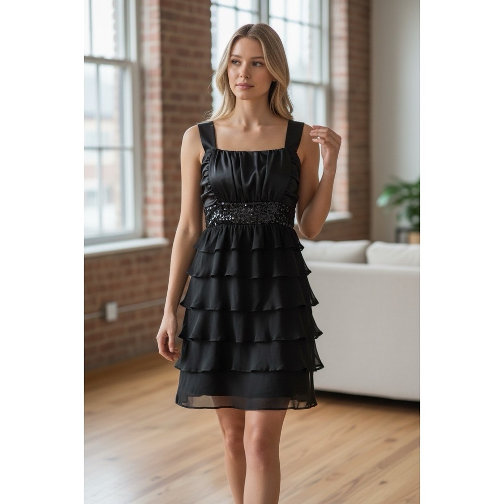 Masquerade Women's Black Evening Occasion Cocktail Dress - Size 13/14 EUC